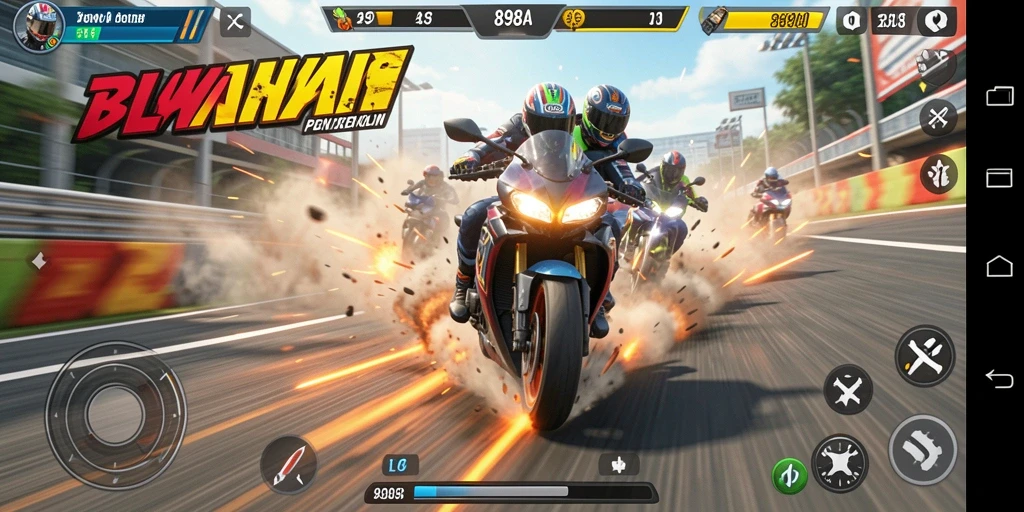 Tampilan gameplay seru dari balapan motor di 898A.