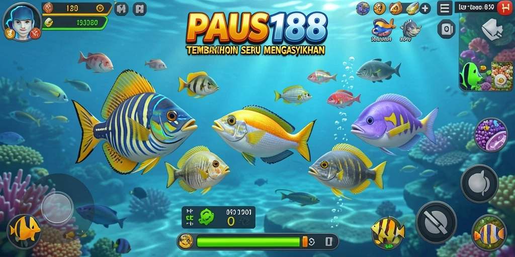 Screenshot PAUS188 dengan gameplay Tembak Ikan yang seru.