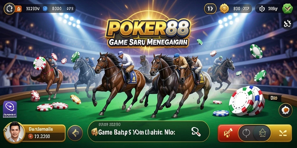Screenshot gameplay POKER88 yang menunjukkan aksi balap seru.
