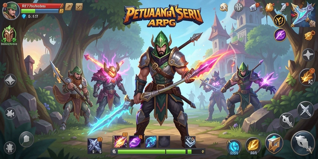 Screenshot menunjukkan pertempuran seru dalam gameplay ARPG RK77.
