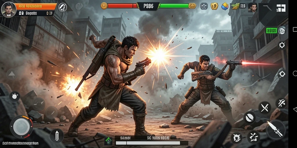 Screenshot utama RP886 menampilkan momen aksi yang intens dan menegangkan.