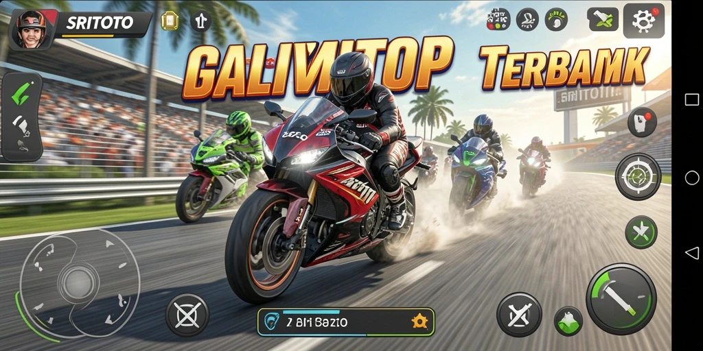 Tampilan gameplay balap motor yang menegangkan di SRITOTO.